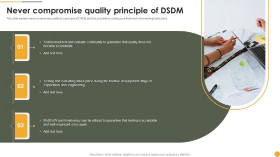 Dynamic Systems Development Approach Never Compromise Quality Principle Of DSDM Topics PDF