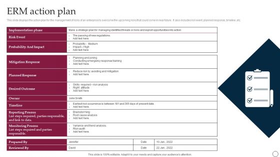 ERM Action Plan Ppt PowerPoint Presentation File Professional PDF