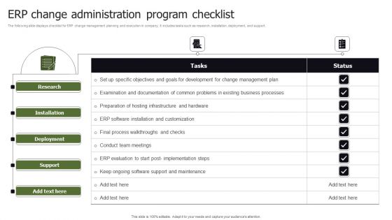 ERP Change Administration Program Checklist Wd Summary PDF ERP Change Administration Program Checklist Wd Summary PDF