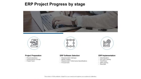 ERP Project Progress By Stage Ppt PowerPoint Presentation Pictures Outfit