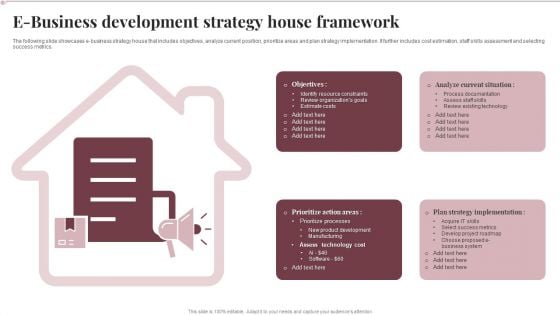 E Business Development Strategy House Framework Diagrams PDF