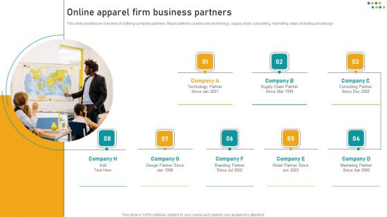 E Commerce Business Online Apparel Firm Business Partners Background PDF