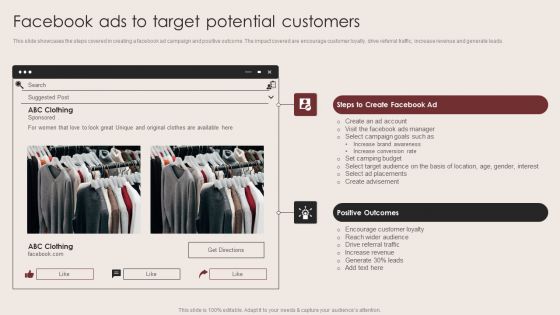 E Commerce Clothing Business Strategy Facebook Ads To Target Potential Customers Information PDF E Commerce Clothing Business Strategy Facebook Ads To Target Potential Customers Information PDF
