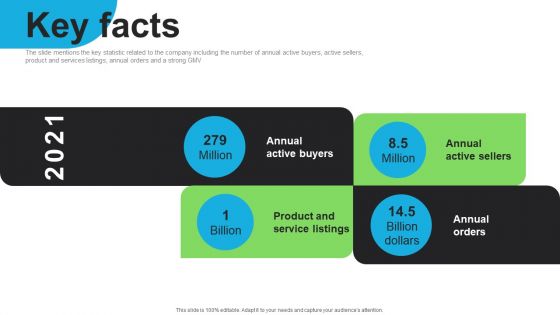 E Commerce Company Investor Funding Elevator Pitch Deck Key Facts Professional PDF