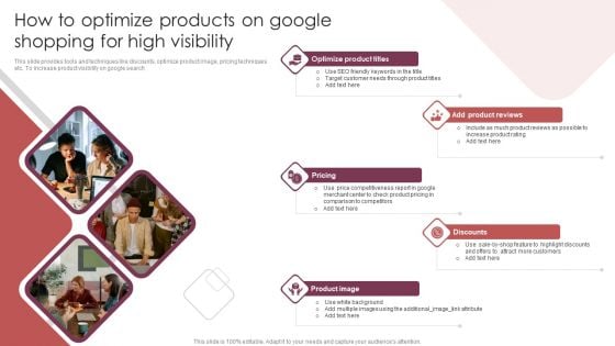 E Commerce Marketing Techniques To Boost Sales How To Optimize Products On Google Shopping For High Visibility Icons PDF