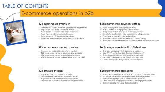 E Commerce Operations In B2b Tables Of Content Introduction PDF