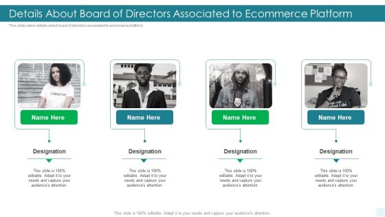 E Commerce Platform Investor Fundraising Elevator Details About Board Directors Associated Ecommerce Platform Graphics PDF