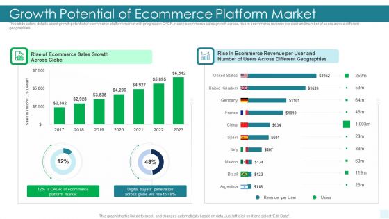 E Commerce Platform Investor Fundraising Elevator Growth Potential Of Ecommerce Platform Market Summary PDF