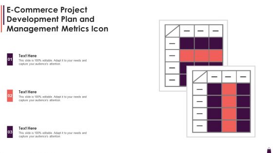 E Commerce Project Development Plan And Management Metrics Icon Brochure PDF