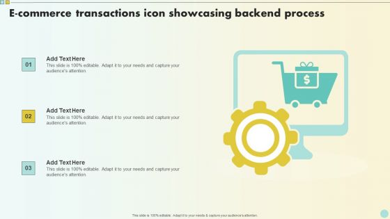 E Commerce Transactions Icon Showcasing Backend Process Elements PDF