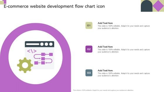 E Commerce Website Development Flow Chart Icon Ppt Styles Layout Ideas PDF