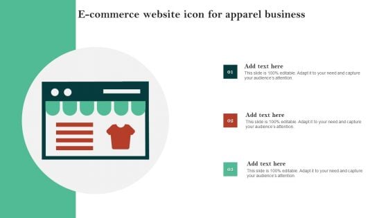 E Commerce Website Icon For Apparel Business Ppt Summary Background PDF