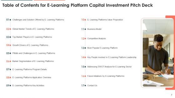 E Learning Platform Capital Investment Pitch Deck Ppt PowerPoint Presentation Complete Deck With Slides