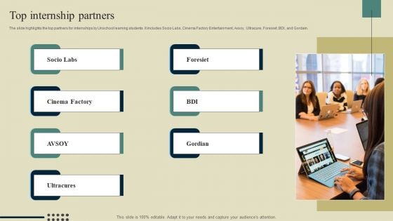 E Learning Platform Company Outline Top Internship Partners Slides PDF E Learning Platform Company Outline Top Internship Partners Slides PDF
