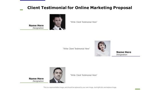 E Marketing Client Testimonial For Online Marketing Proposal Ppt Summary Display PDF