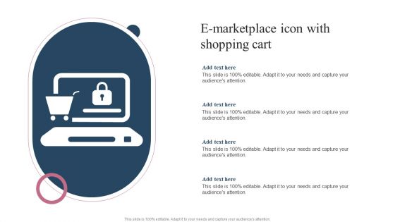 E Marketplace Icon With Shopping Cart Ppt Ideas Slide PDF