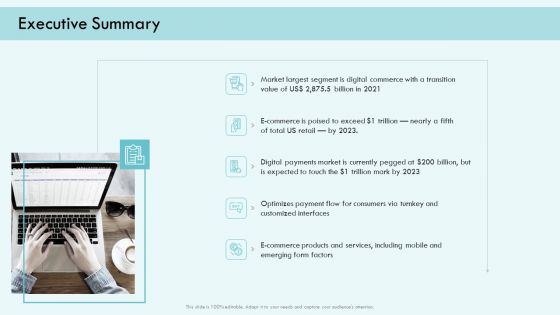 E Payment Transaction System Executive Summary Ppt Portfolio Visual Aids PDF