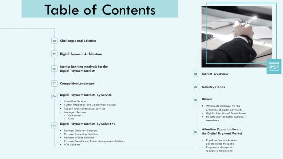 E Payment Transaction System Table Of Contents Ppt Show Brochure PDF