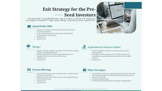 Early Stage Funding Exit Strategy For The Pre Seed Investors Ppt Infographic Template Diagrams PDF Early Stage Funding Exit Strategy For The Pre Seed Investors Ppt Infographic Template Diagrams PDF