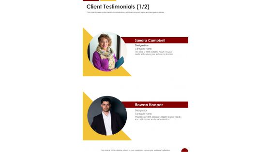 Eatery E Commerce Proposal Client Testimonials One Pager Sample Example Document