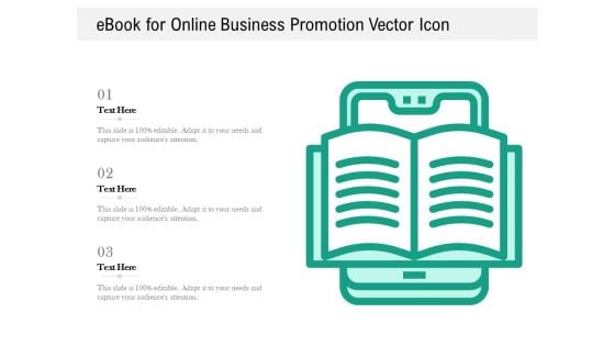 Ebook For Online Business Promotion Vector Icon Ppt PowerPoint Presentation File Designs Download PDF