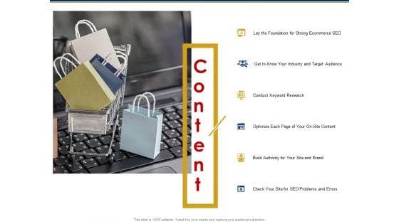 Ecommerce And SEO Plan Checklist Content Ppt Infographics Icons PDF