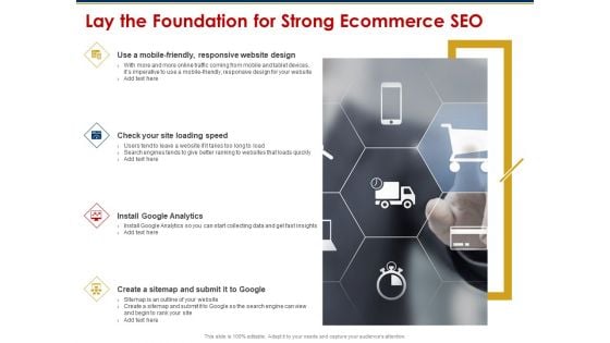 Ecommerce And SEO Plan Checklist Lay The Foundation For Strong Ecommerce SEO Background PDF