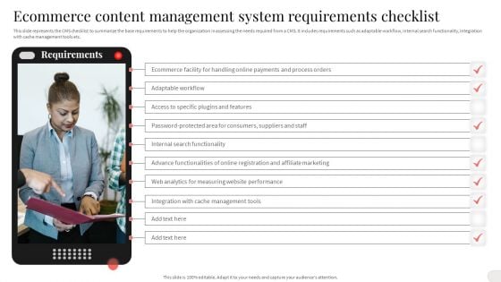 Ecommerce Content Management System Requirements Checklist Template PDF