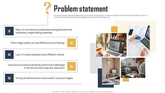 Ecommerce Photo Editing Services Fundraising Deck Problem Statement Diagrams PDF Ecommerce Photo Editing Services Fundraising Deck Problem Statement Diagrams PDF