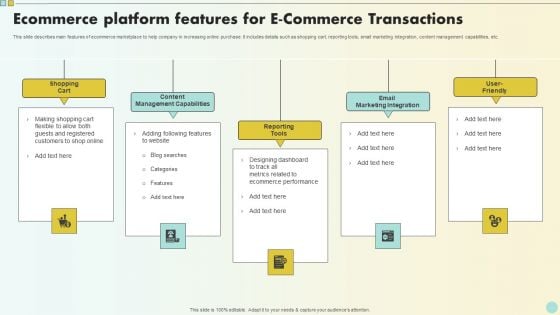 Ecommerce Platform Features For E Commerce Transactions Formats PDF