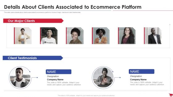 Ecommerce Platform Investor Capital Raising Elevator Details About Clients Associated To Ecommerce Platform Brochure PDF