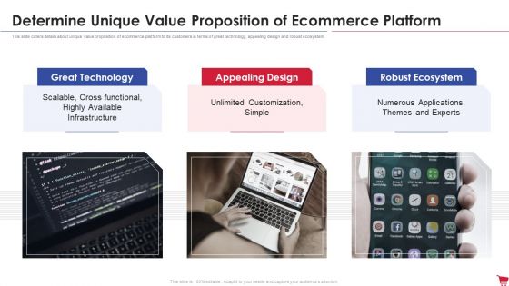 Ecommerce Platform Investor Capital Raising Elevator Determine Unique Value Proposition Of Ecommerce Platform Infographics PDF