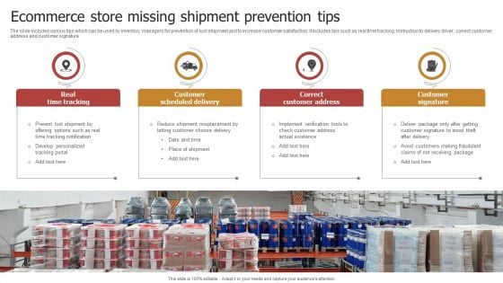 Ecommerce Store Missing Shipment Prevention Tips Template PDF