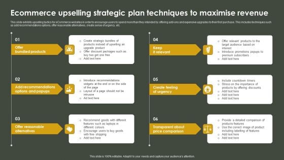 Ecommerce Upselling Strategic Plan Techniques To Maximise Revenue Brochure PDF