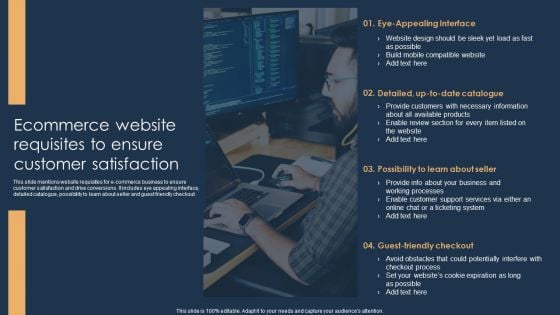 Ecommerce Website Requisites To Ensure Customer Satisfaction Background PDF