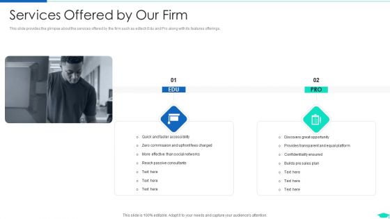 Edtech Pitch Deck Investor Fundraising Services Offered By Our Firm Rules PDF Edtech Pitch Deck Investor Fundraising Services Offered By Our Firm Rules PDF