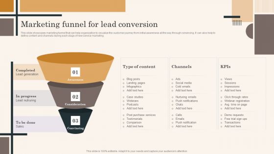 Edtech Service Launch And Promotion Plan Marketing Funnel For Lead Conversion Formats PDF