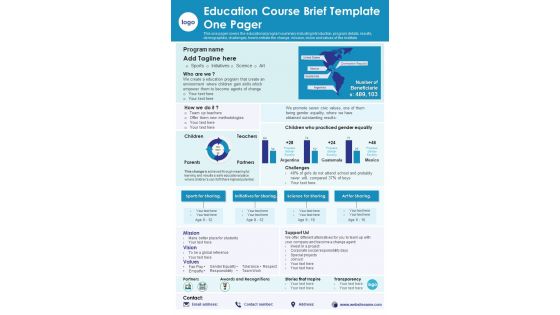 Education Course Brief Template One Pager PDF Document PPT Template