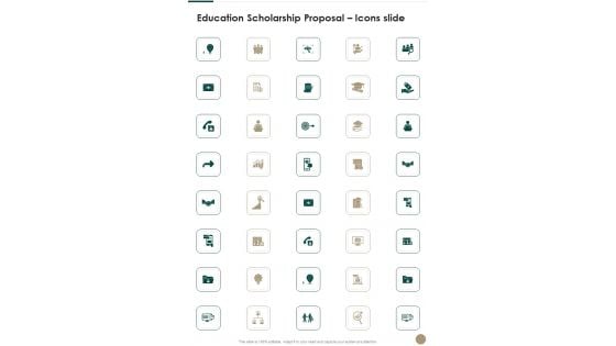Education Scholarship Proposal Icons Slide One Pager Sample Example Document