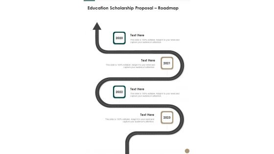 Education Scholarship Proposal Roadmap One Pager Sample Example Document Education Scholarship Proposal Roadmap One Pager Sample Example Document