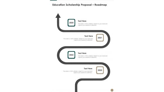 Education Scholarship Proposal Roadmap One Pager Sample Example Document