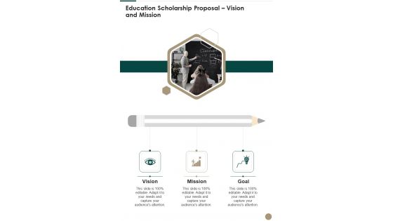 Education Scholarship Proposal Vision And Mission One Pager Sample Example Document