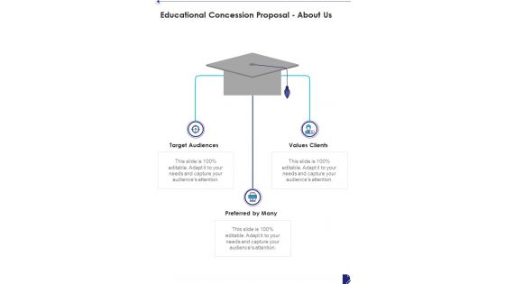 Educational Concession Proposal About Us One Pager Sample Example Document