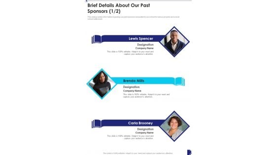 Educational Concession Proposal Brief Details About Our Past Sponsors One Pager Sample Example Document Educational Concession Proposal Brief Details About Our Past Sponsors One Pager Sample Example Document