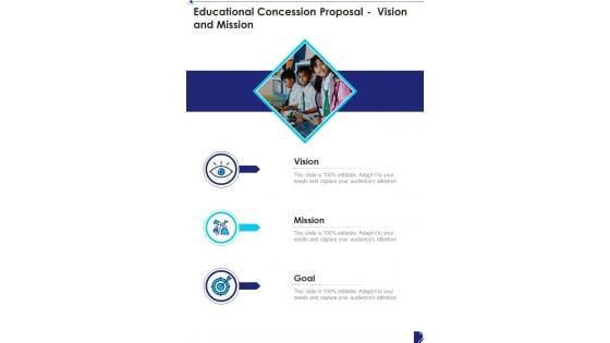 Educational Concession Proposal Vision And Mission One Pager Sample Example Document