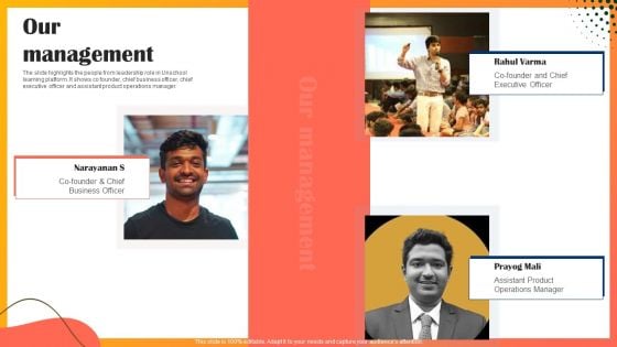 Educational Technology Company Outline Our Management Demonstration PDF Educational Technology Company Outline Our Management Demonstration PDF