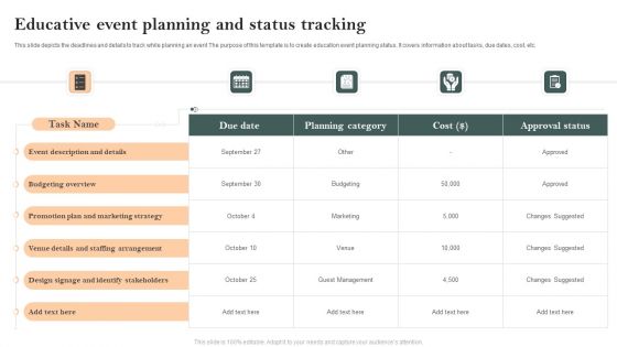 Educative Event Planning And Status Tracking Demonstration PDF