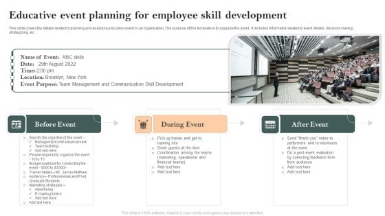 Educative Event Planning For Employee Skill Development Sample PDF