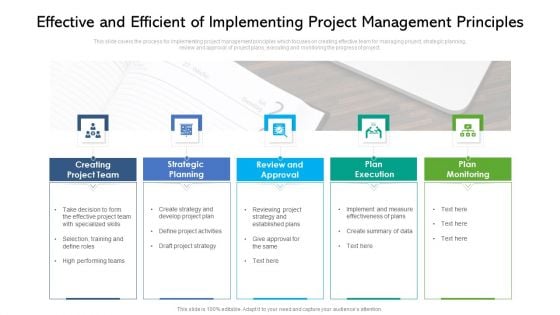 Effective And Efficient Of Implementing Project Management Principles Ppt PowerPoint Presentation File Designs PDF