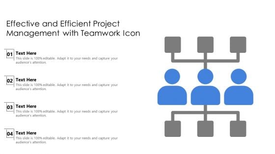 Effective And Efficient Project Management With Teamwork Icon Ppt PowerPoint Presentation Icon Example File PDF